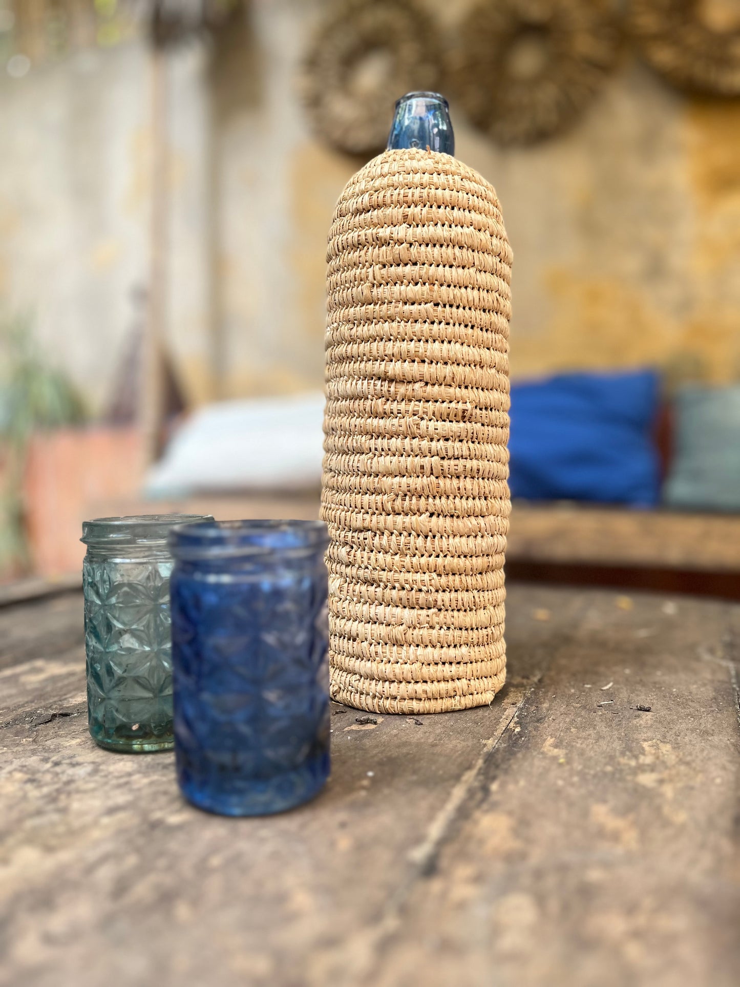Cache-bouteille en raphia